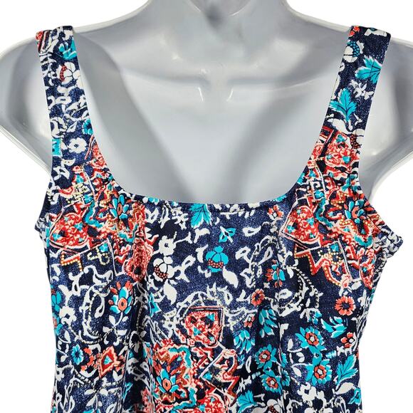 A & H Sportswear Co. Inc. Scoop Neck Tankini Top with Tummy Control Size 14 - Picture 4 of 10